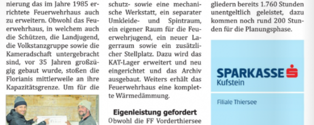 Zeitungsartikel: Zu- und Umbau Feuerwehrhaus 05.02.2021